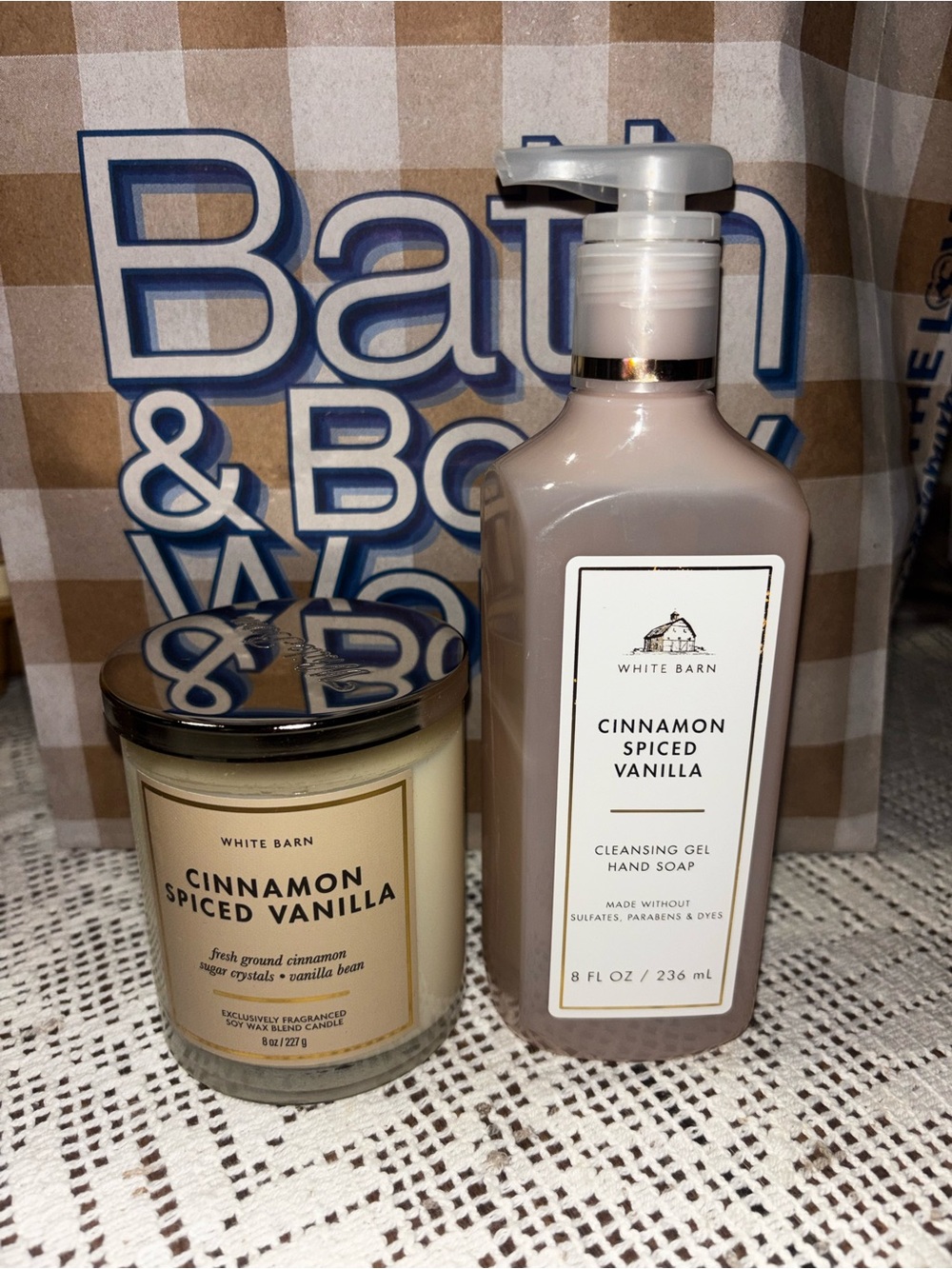 (2026)Bath and Body Works Cinnamon Spiced Vanilla Hand Soap & Candle Set
